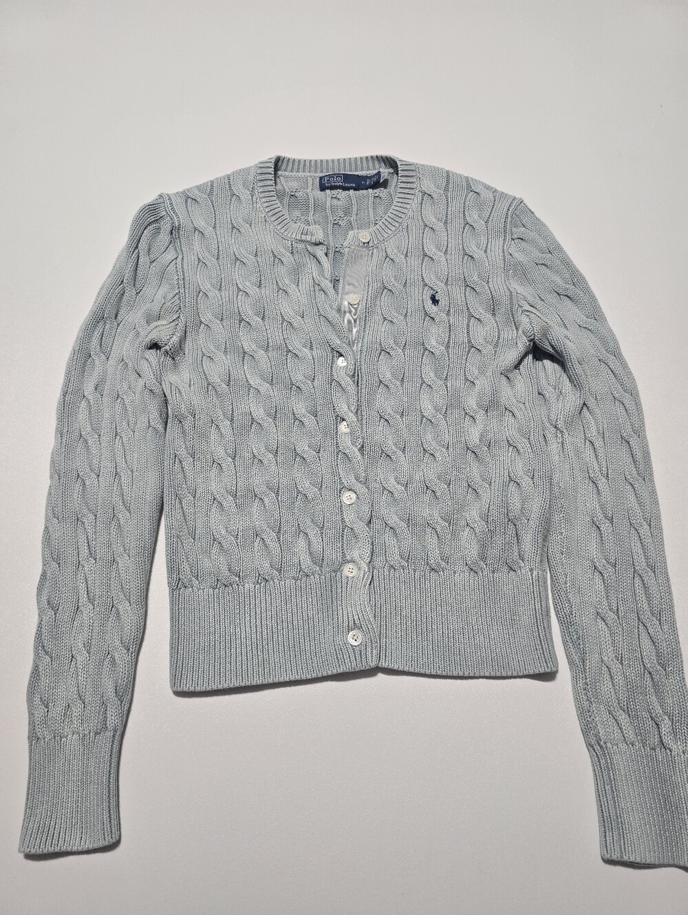 Polo Ralph Lauren Cable-Knit Cotton Crewneck Cardigan M - Picture 2 of 14